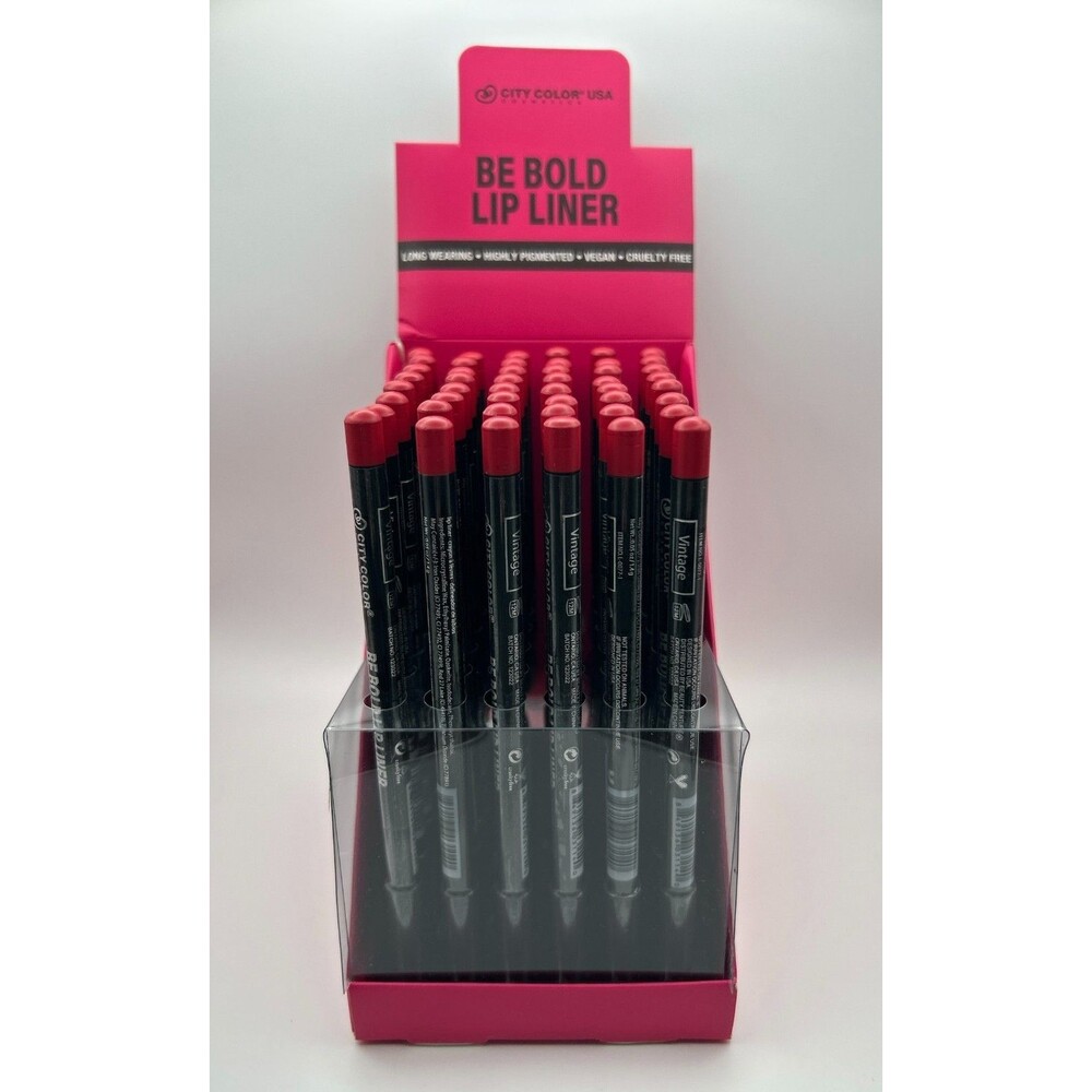 48 pc City Color Be Bold Lip Liner "Vintage" Matte Red Countertop Display Box
